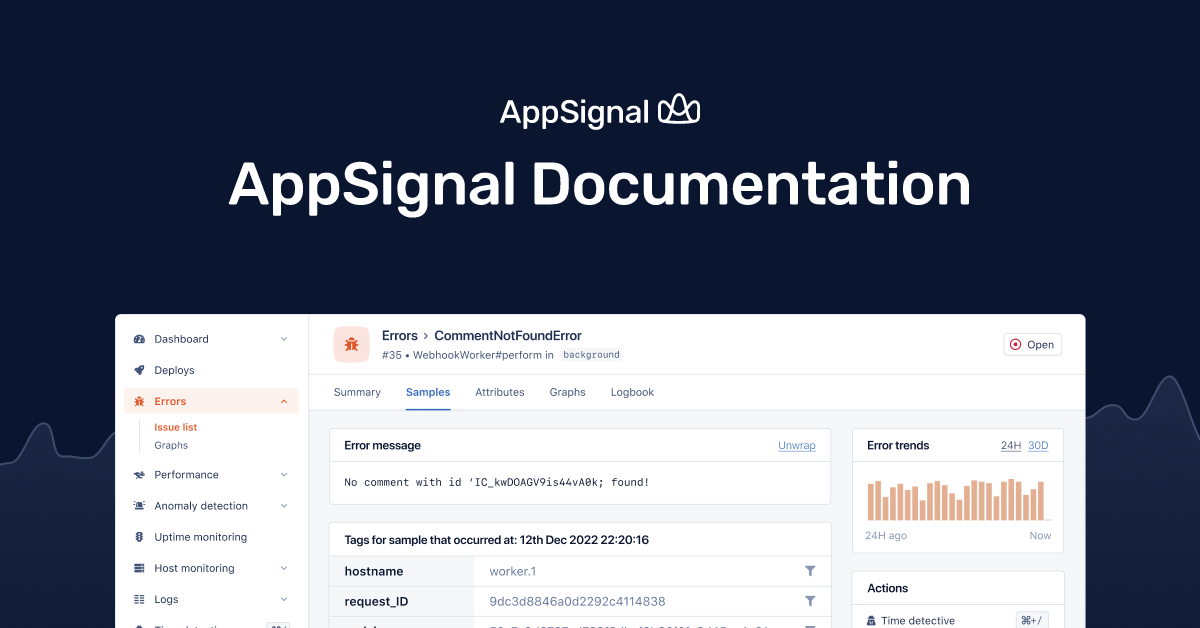 Preview image of website "AppSignal Documentation"